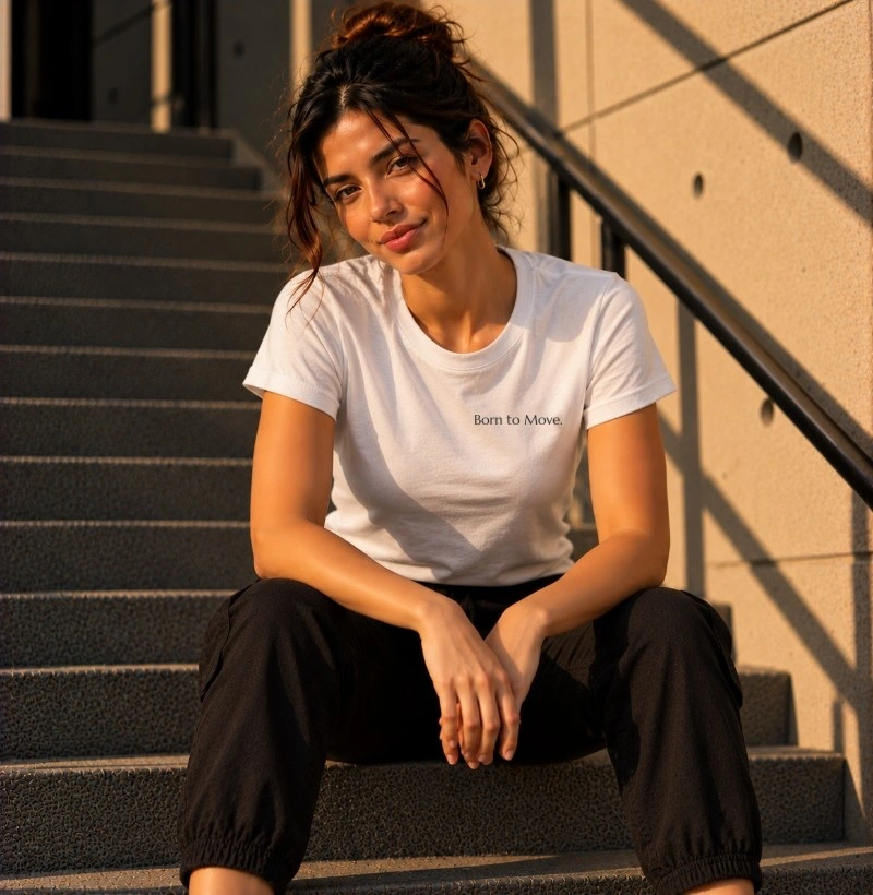 Camiseta Básica Feminina Branca Born to Move TRM Timeless