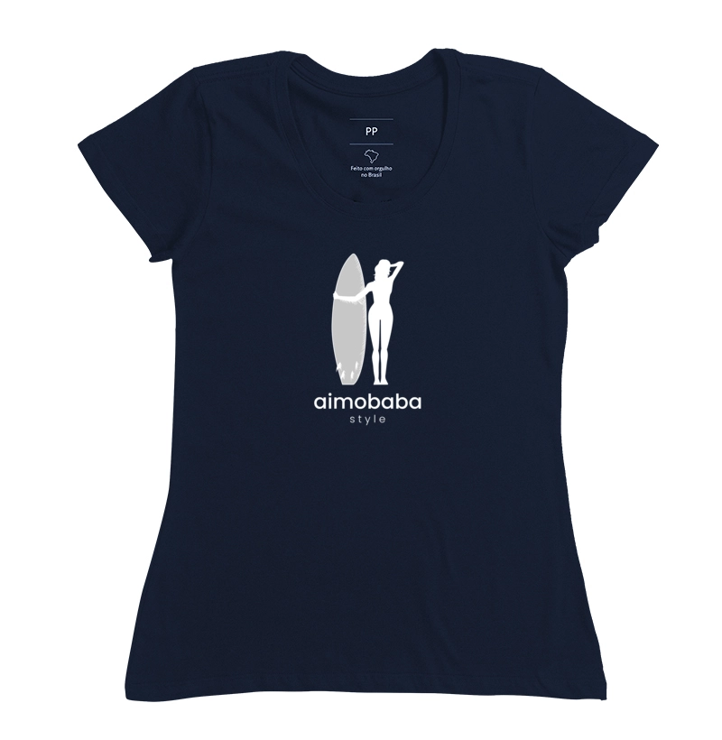 Camiseta Aimobaba Girl feminina azul marinho