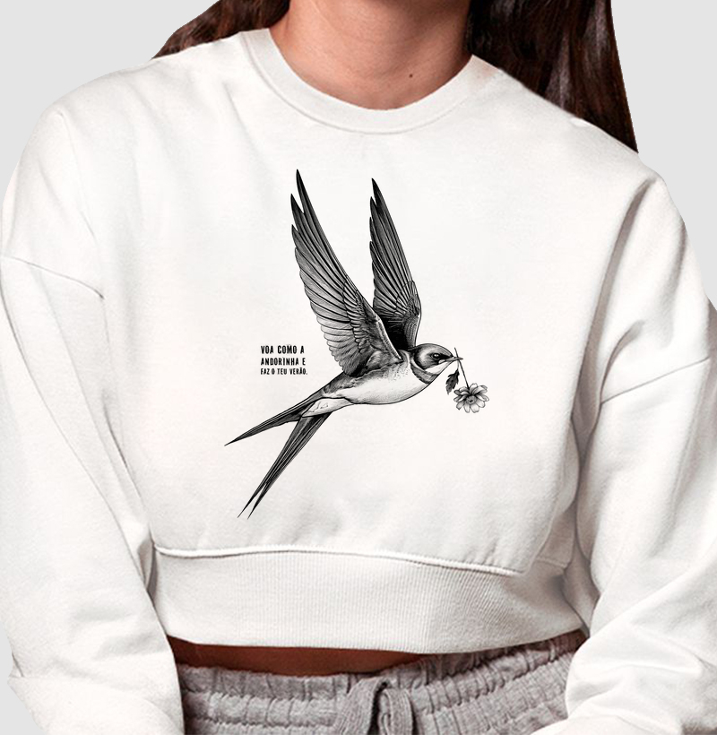 Andorinha Flor - Moletom Cropped