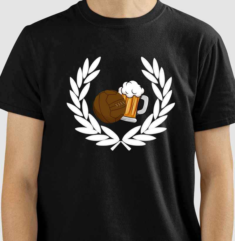 Camiseta Beer and Football - Preta, Azul, Vermelha, Verde e Amarela (feminina)