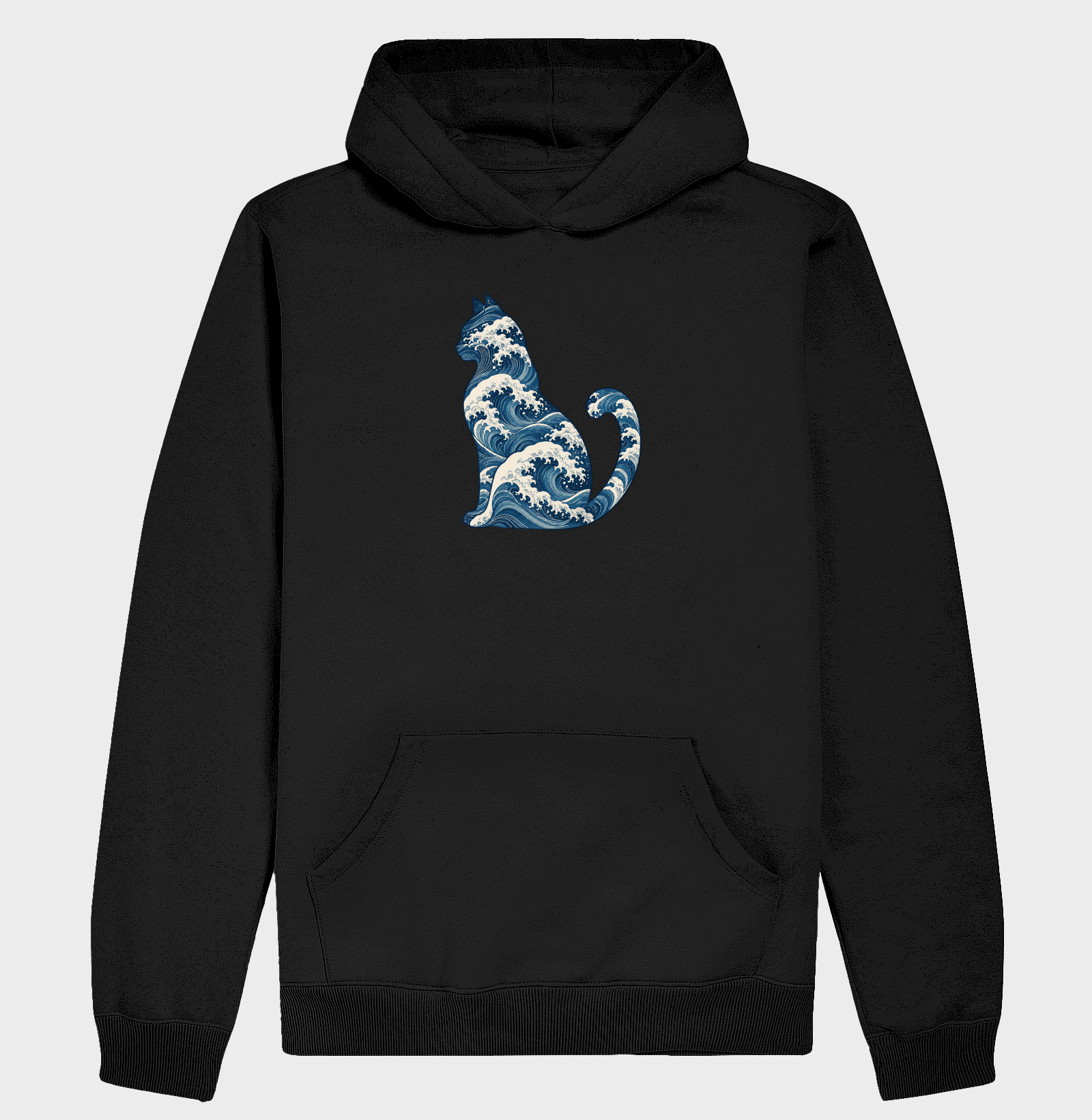 Gato em Ondas Japonesas - Hoodie Moletom