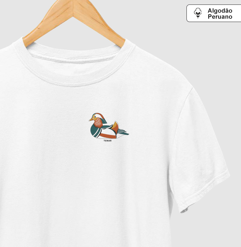 Camiseta Pato Mandarim - Branca (Algodão Peruano)