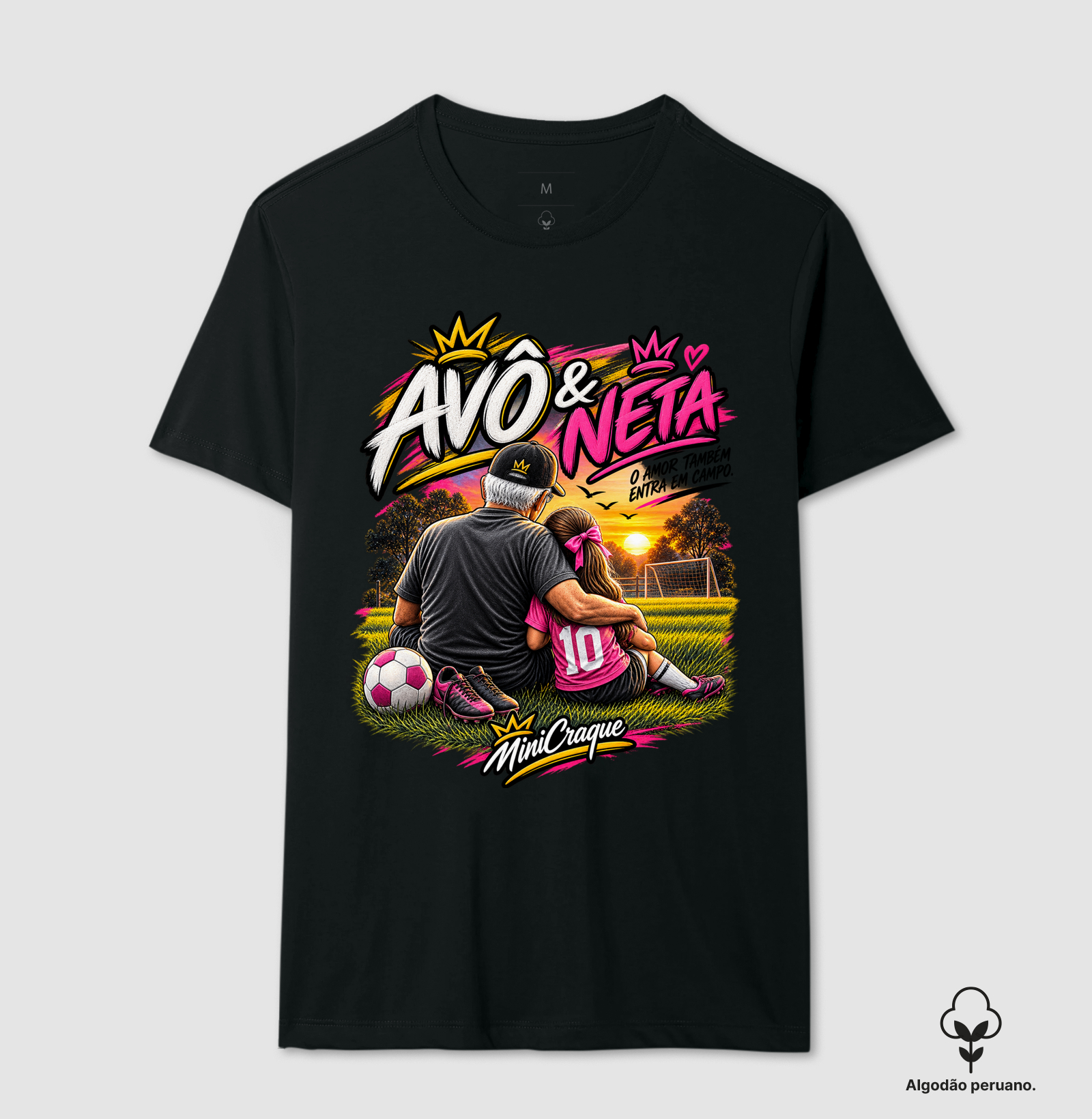 Avô & Neta — O Amor Também Entra em Campo - Camiseta Algodão Peruano