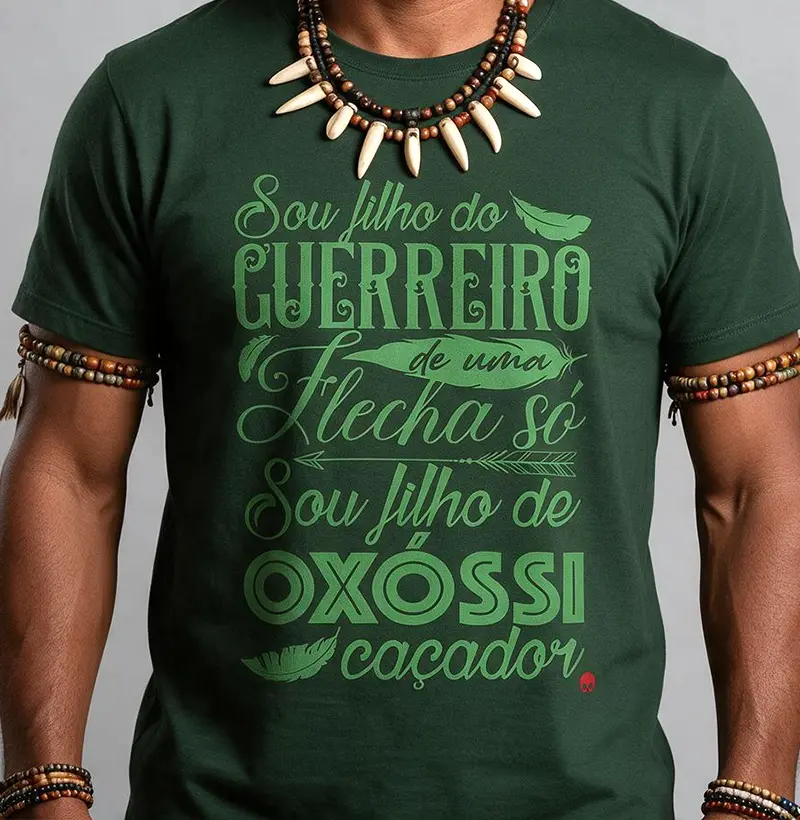 Camiseta Umbanda Oxóssi - Sou filho de um Guerreiro - Camiseta