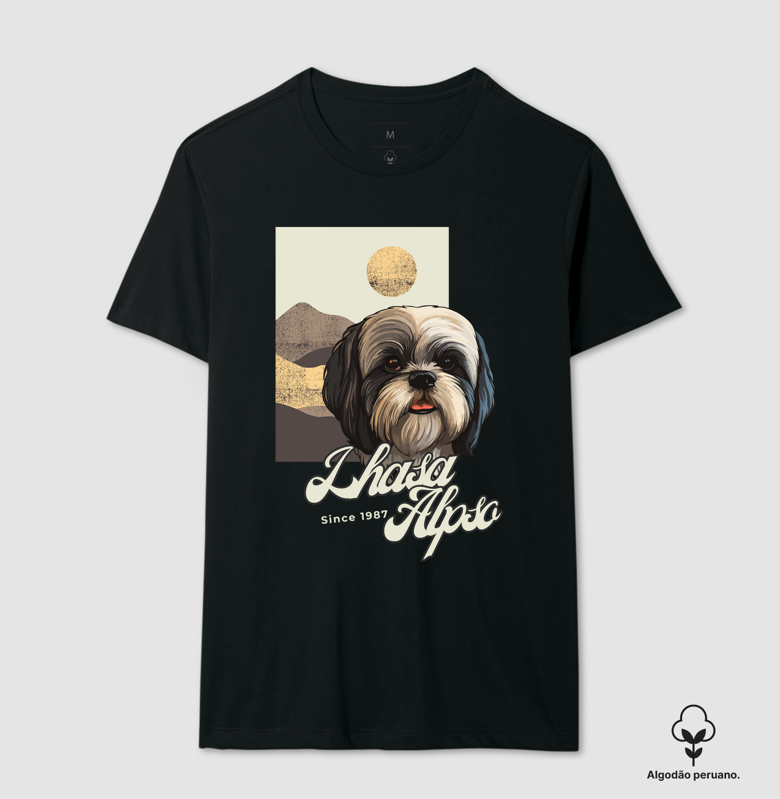 Camiseta Algodão Peruano Lhasa Apso Busto Dog Pulse