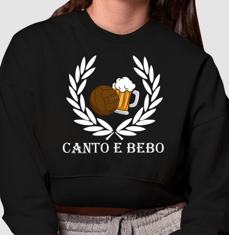 Cropped Moletom Canto e Bebo - Preto