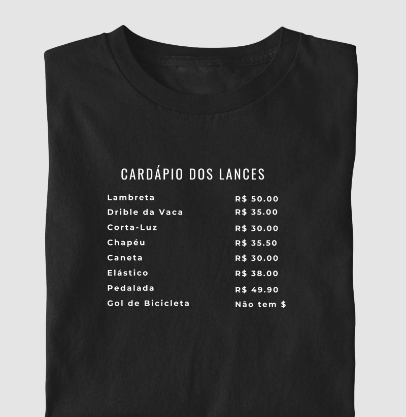 cardápio de lances