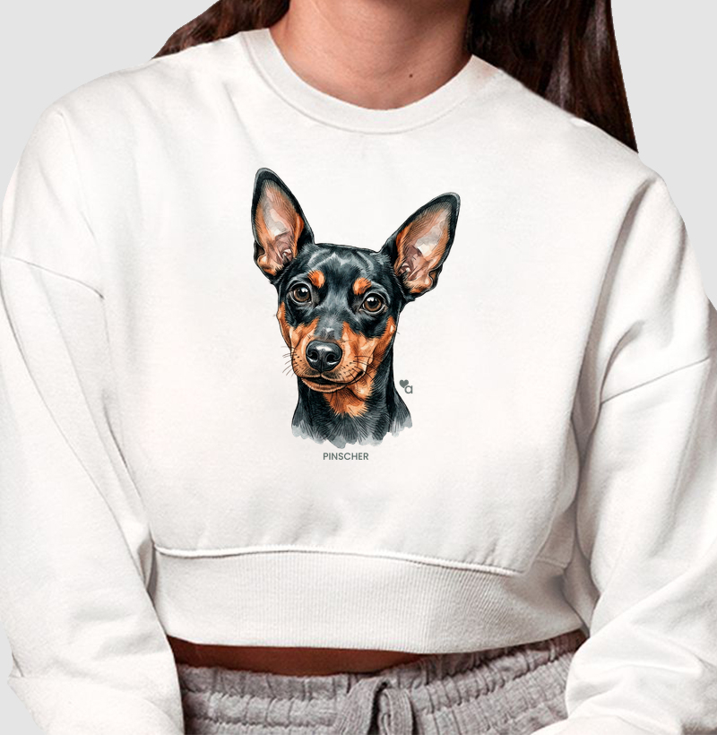 Cães - Pinscher - Moletom Cropped
