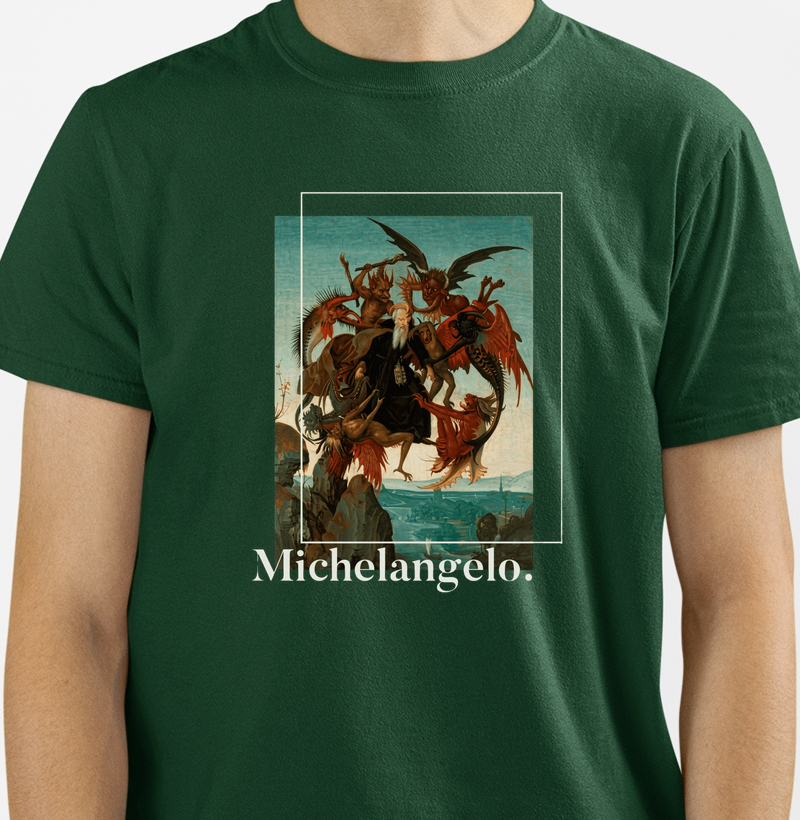 Camiseta Michelangelo Demônios 