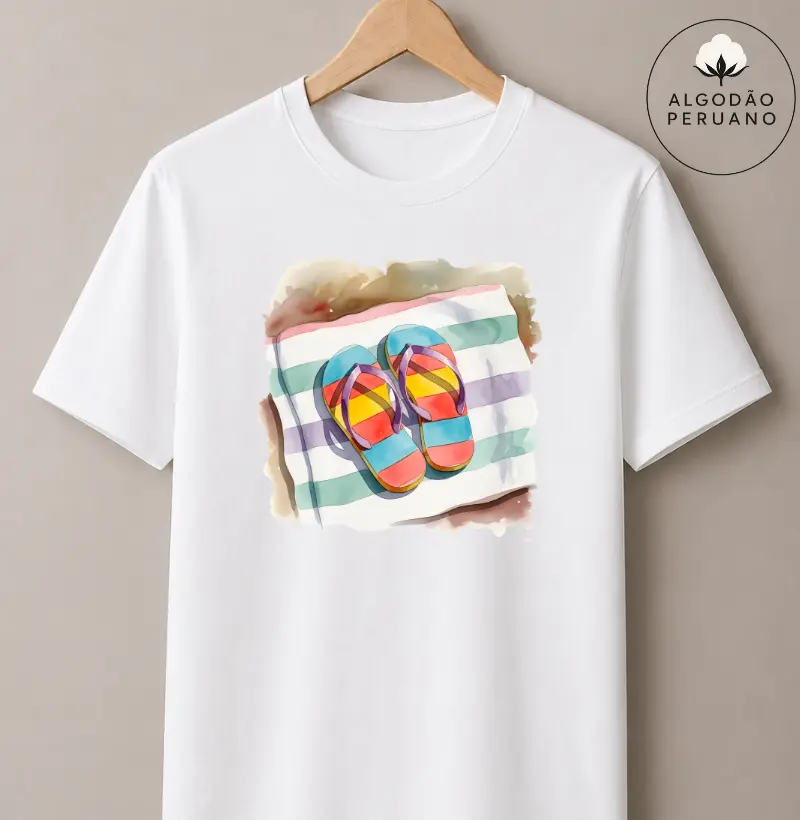 Camiseta Algodão Peruano - Chinelos de Verão 