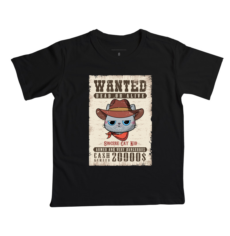 Camiseta Wanted Cat Kid - Camiseta Infantil