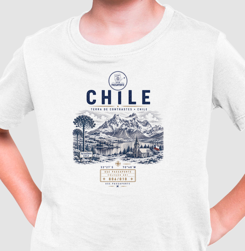 Camiseta Infantil Chile Neve | Coleção 001 • 006/010 | Use Passaporte