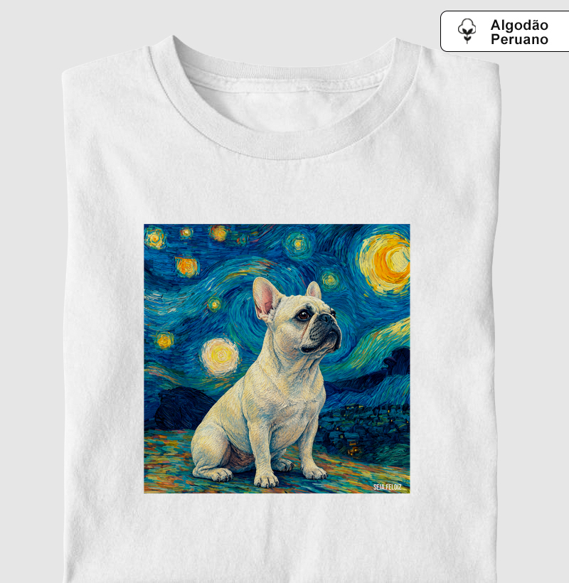 Frenchie Estrelada 🌙✨🐾 - Camiseta Algodão Peruano