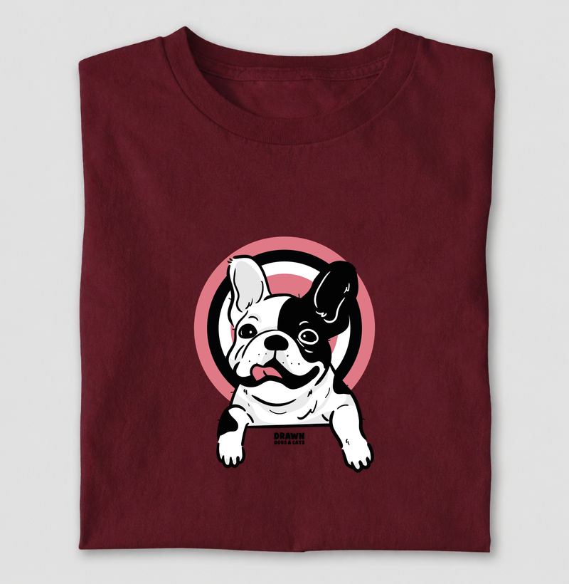 Bulldog francês fundo rosa - Camiseta