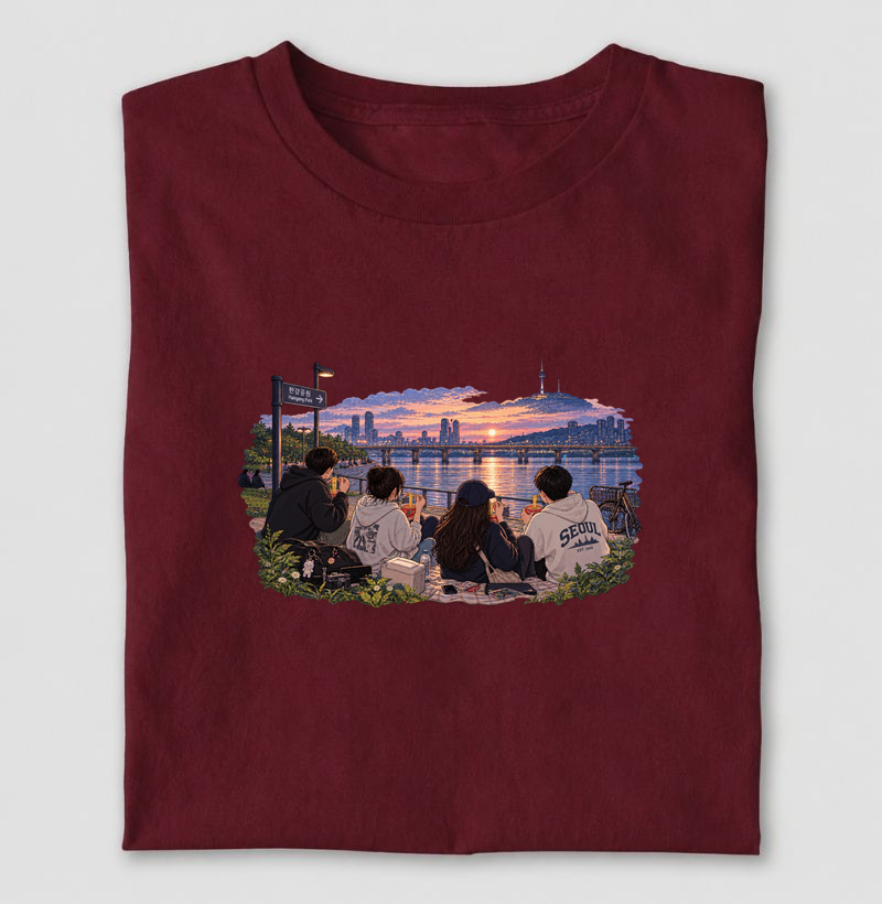 Lámen com amigos no Rio Han - Camiseta
