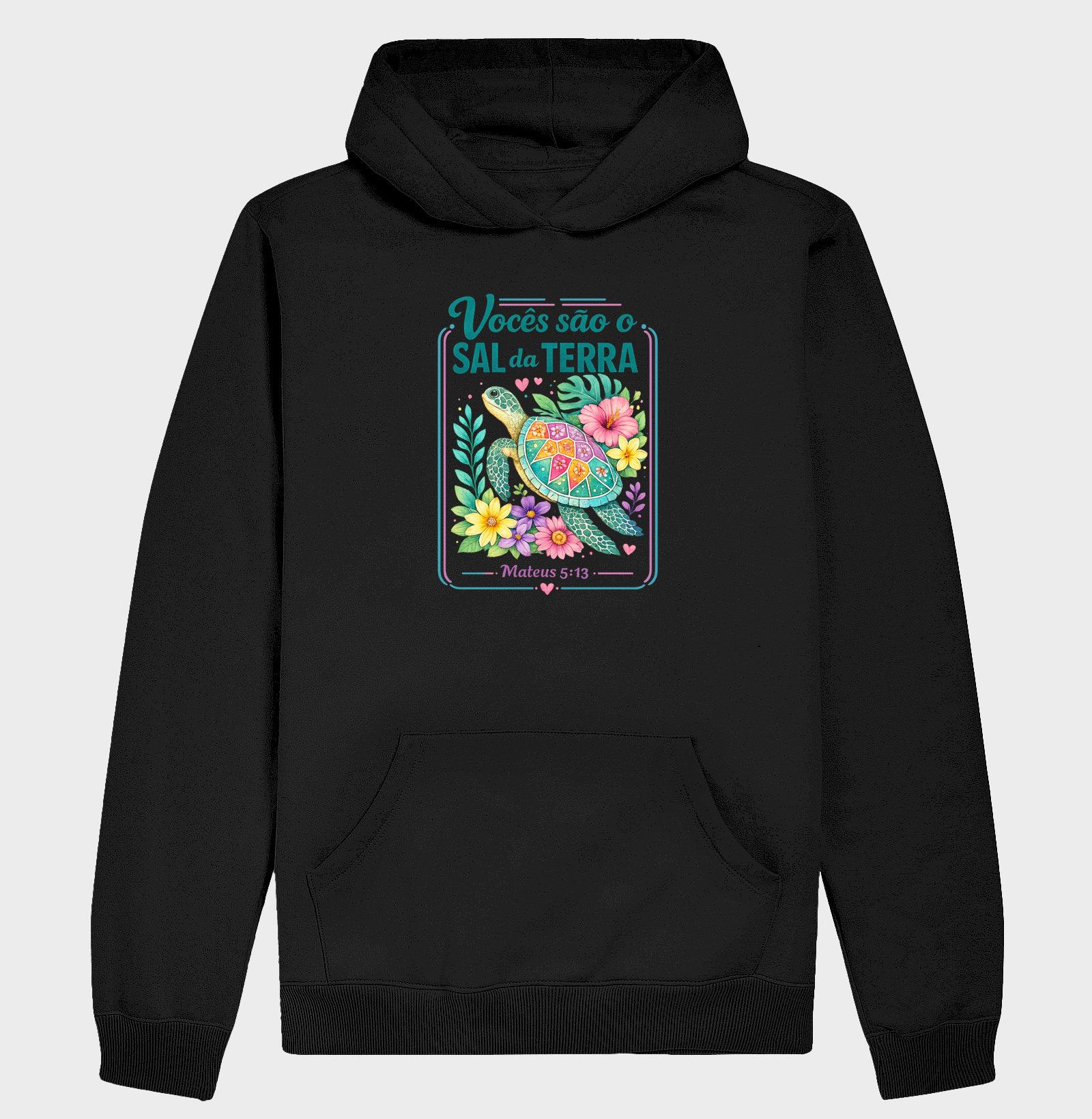 Vocês São o Sal da Terra – Mateus 5:13 Estampa Floral com Tartaruga