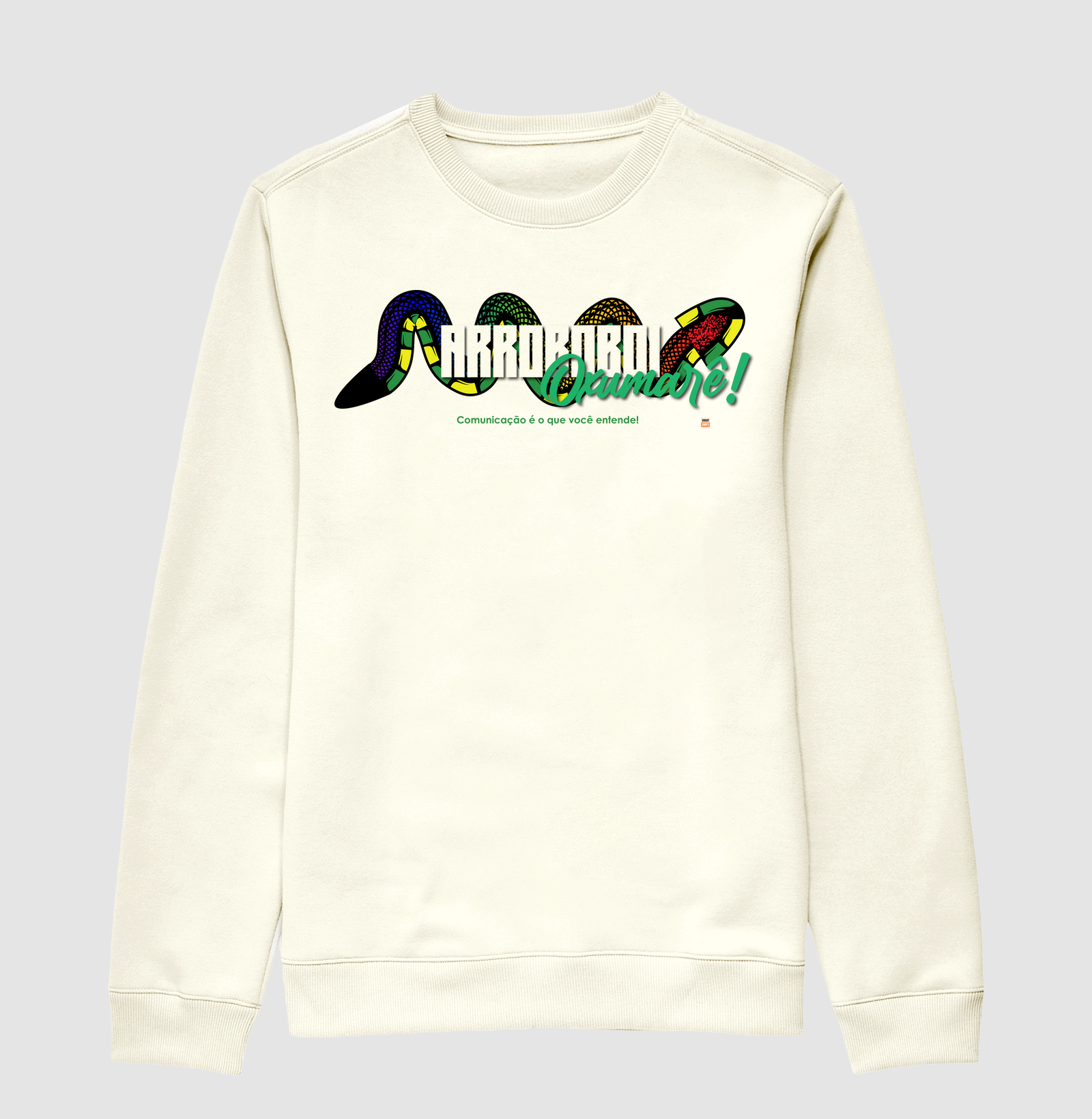 Suéter Moletom "Arroboboi, Oxumarê" Branca - Oxumarê