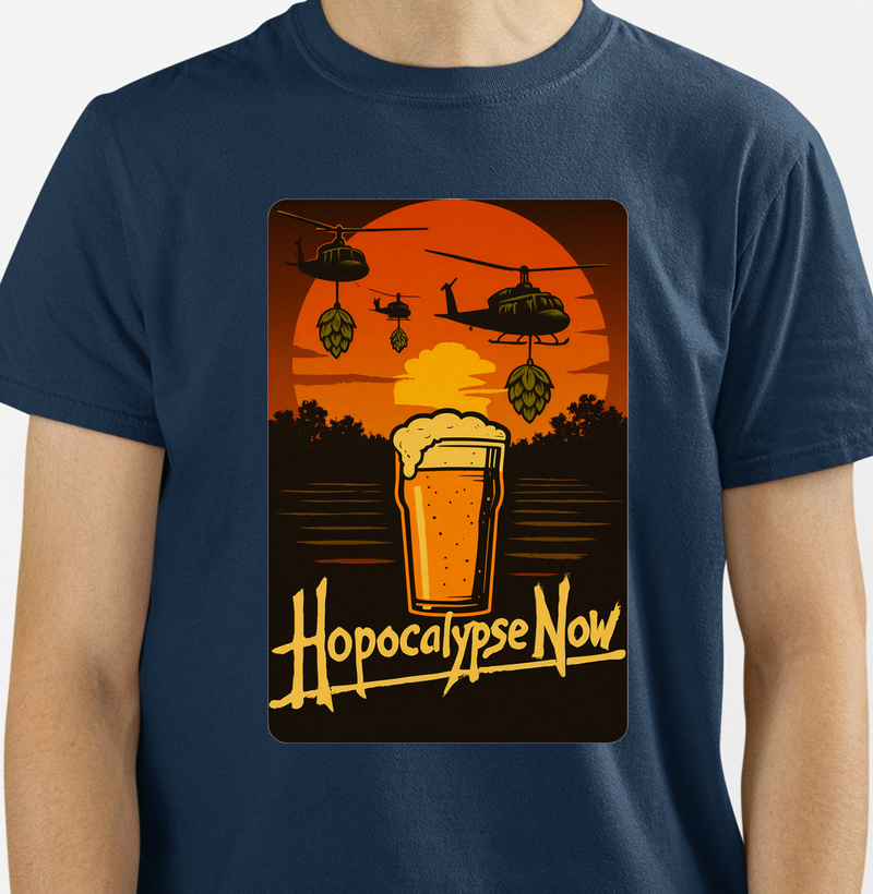Camiseta Hopocalypse Now – Helicópteros, Lúpulo e Chope