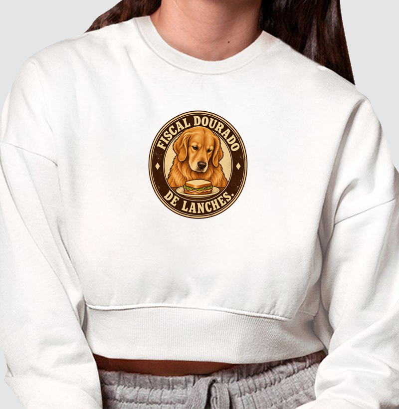 Fiscal dourado de lanches. - Cropped Moletom