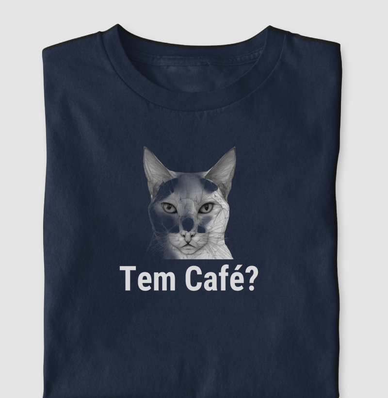 Camiseta Tem Café Gato Algodão Nacional