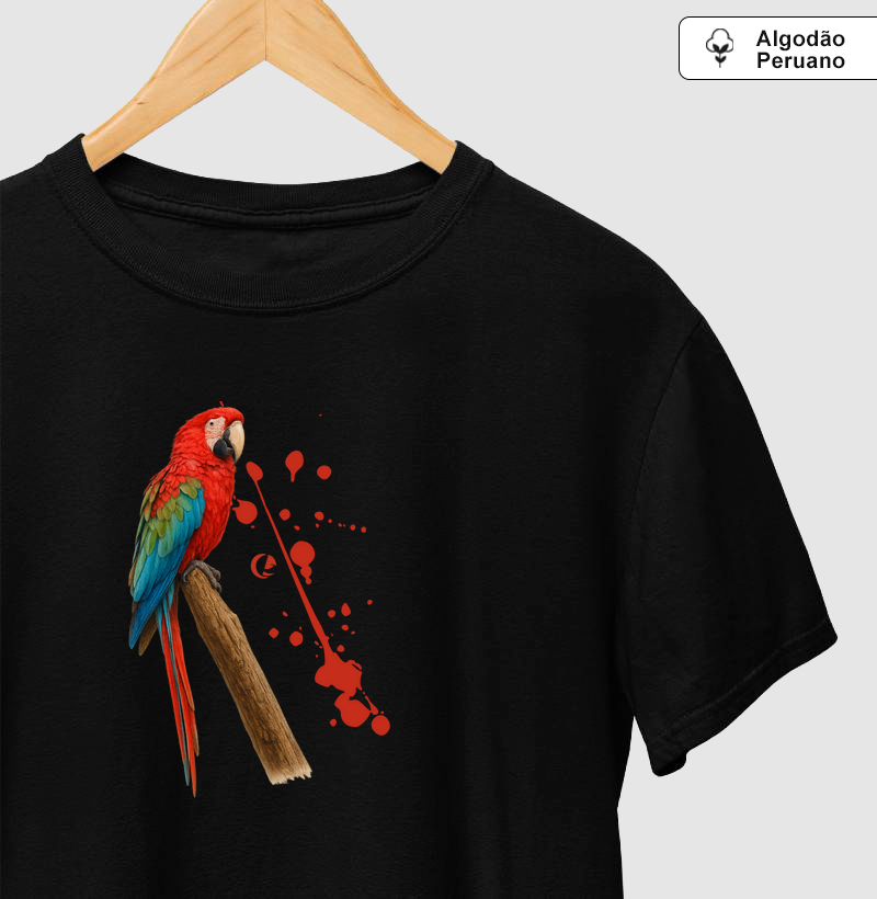 Camiseta Algodão Peruano Arara Vermelha