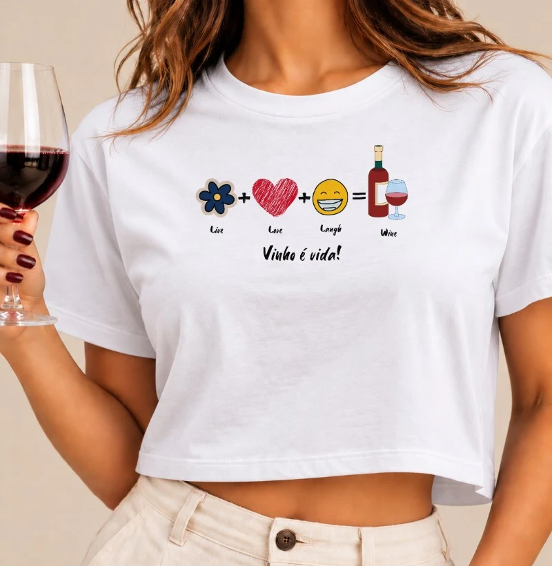 Camiseta Cropped Vinho é Vida - Cropped