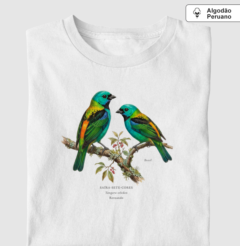 Naturalistas - Saíra-sete-cores - Algodão Peruano - Camiseta Algodão Peruano
