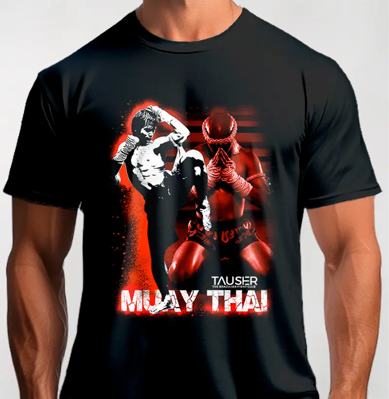 Camiseta malha 100% algodão, estampa Muay Thai Pray