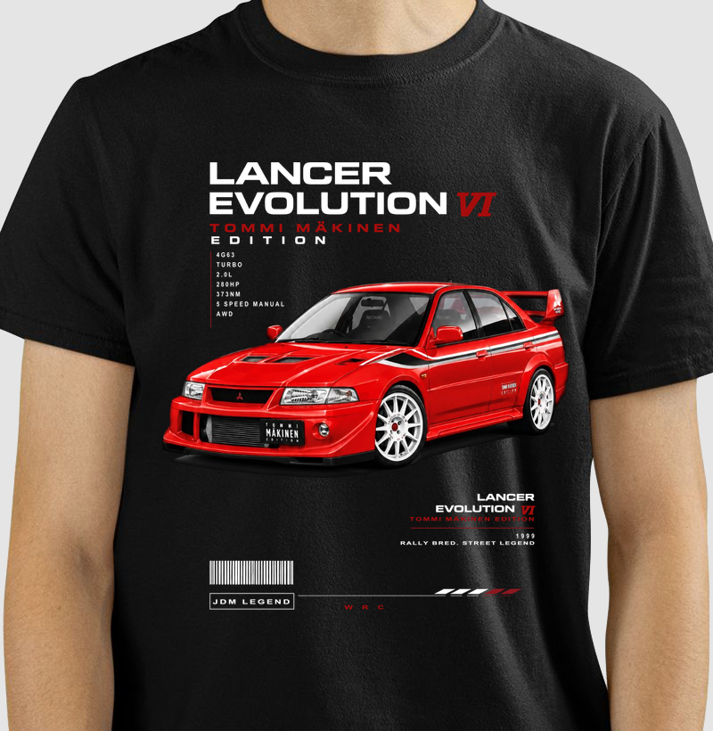Camiseta Preta JDM Lancer Evolution