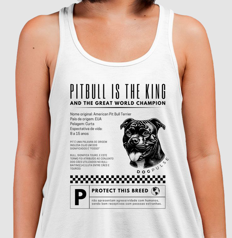 Camiseta Regata Dog Pulse Pitbull Is The King - Royal Defender