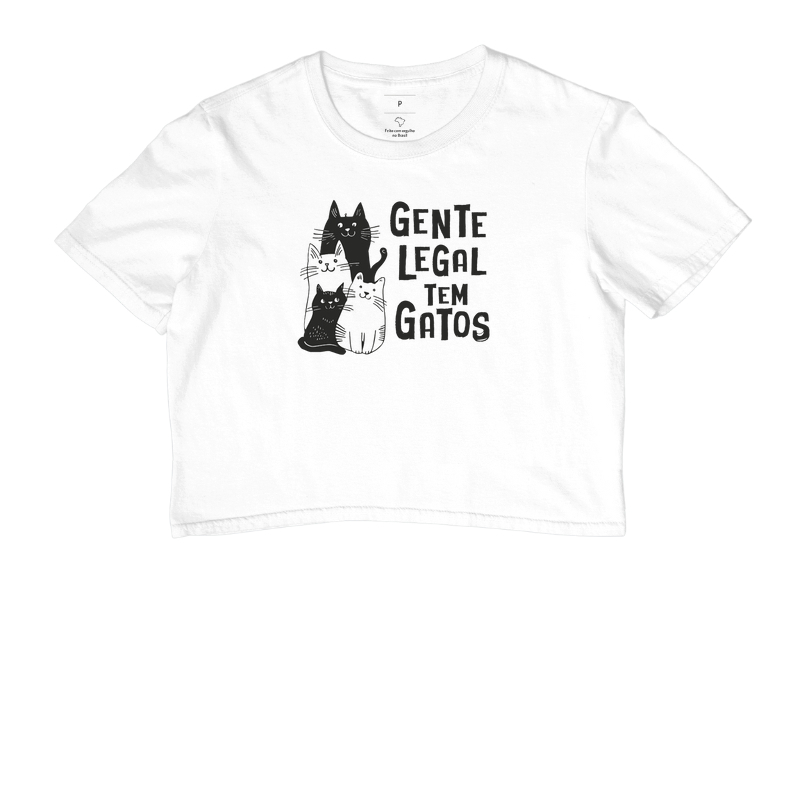 Camiseta Cropped Gente legal tem gatos