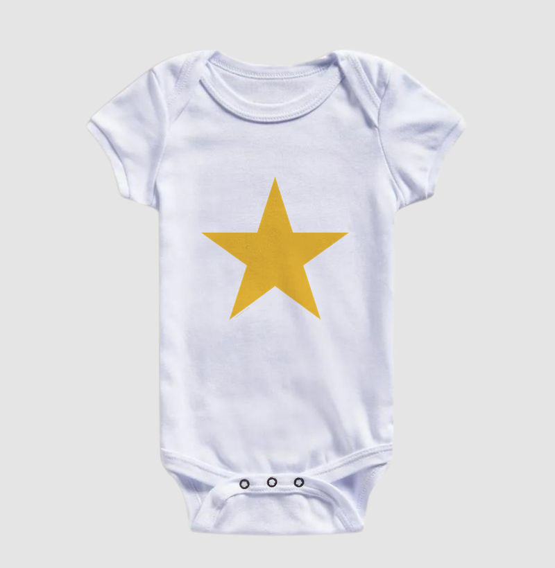 Estrela jaune Body Infantil – Algodão Premium