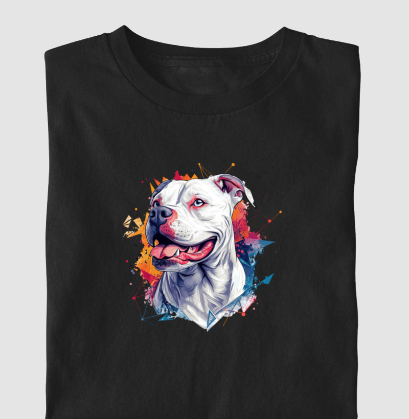 Pit Bull Branco fundo colorido