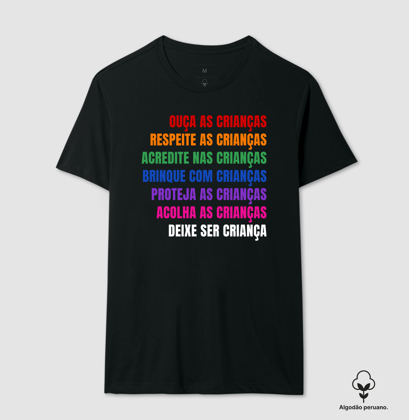 Camiseta Premium Algodão Peruano Orgânico | Manifesto Deixe ser Criança - Cores