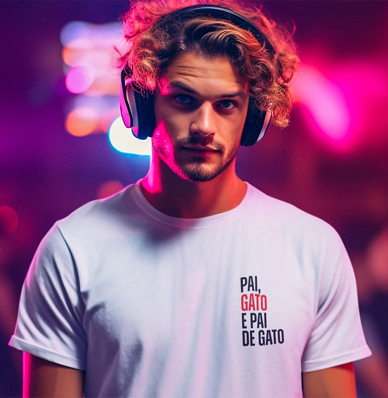 Camiseta Pai, Gato e Pai de Gato