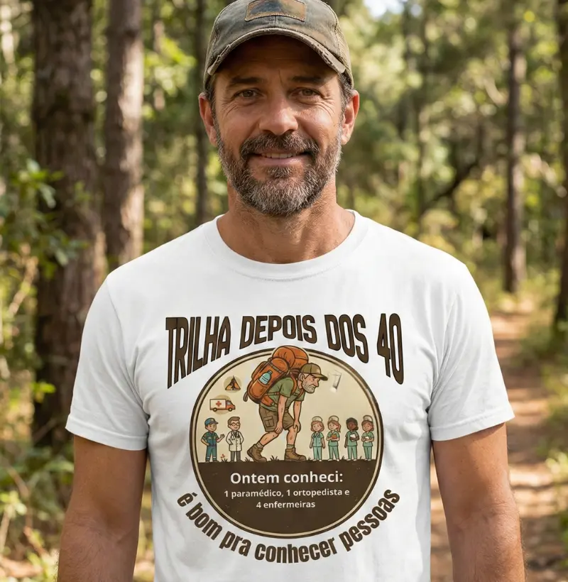 Camiseta Trilha Depois dos 40 - Humor Trekking