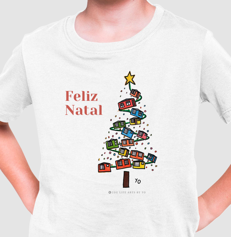 Camiseta Infantil Branca Feliz Natal by Johannes Cruzué