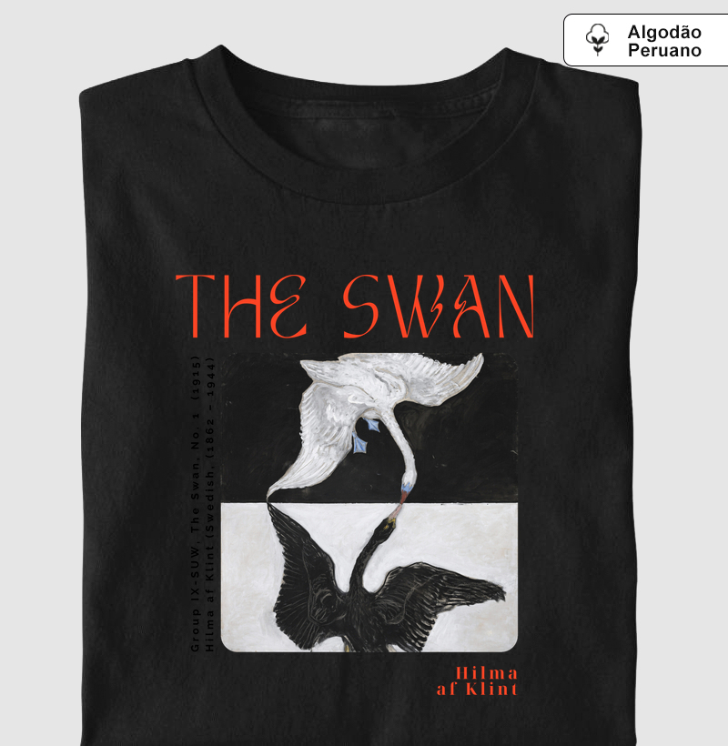 O Cisne Estampa Preta - Camiseta Algodão Peruano