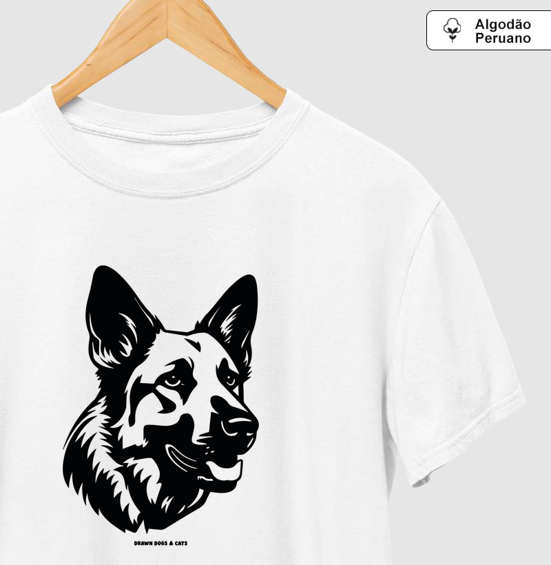 Pastor alemão de lado - Camiseta Algodão Peruano