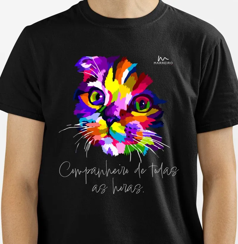 Camiseta Premium Algodão Peruano Gato Companheiro