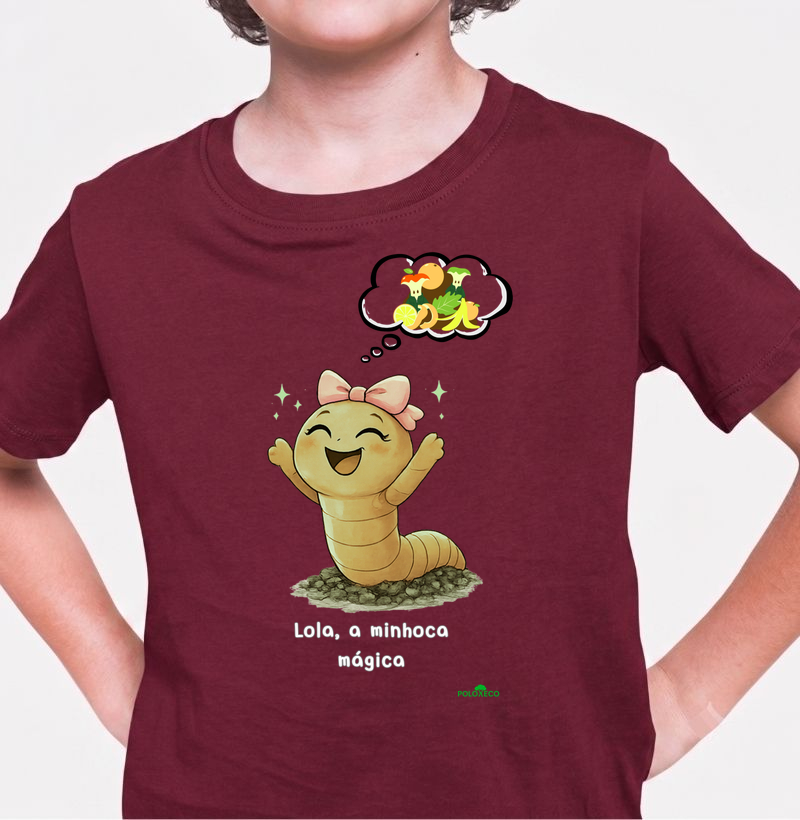 Camiseta Infantil Lola, a minhoca que fazia mágica