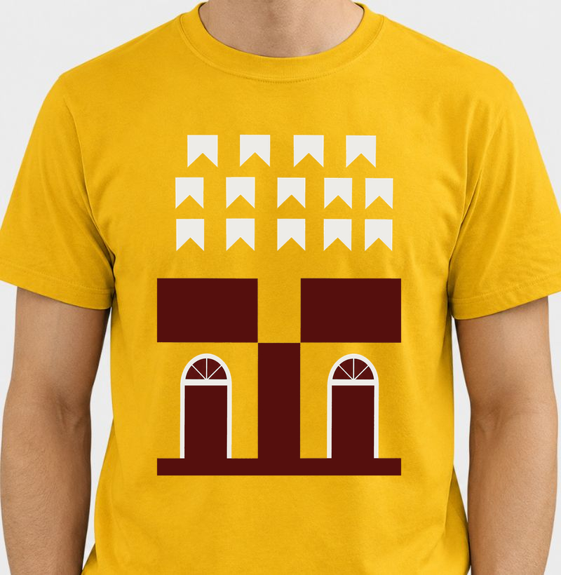 Camiseta Bandeirinhas e Fachada Brasilidade Geométrica Minimalista 