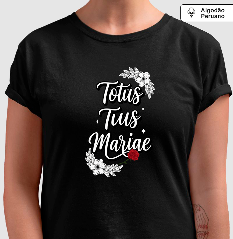 Camiseta Algodão Peruano Totus Tuus Mariae - Camiseta Algodão Peruano