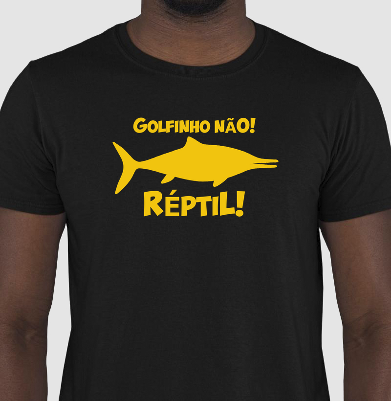 Camisa Algodão Estampada Golfinho Não! Ictiossauro Premium Dinoloco 