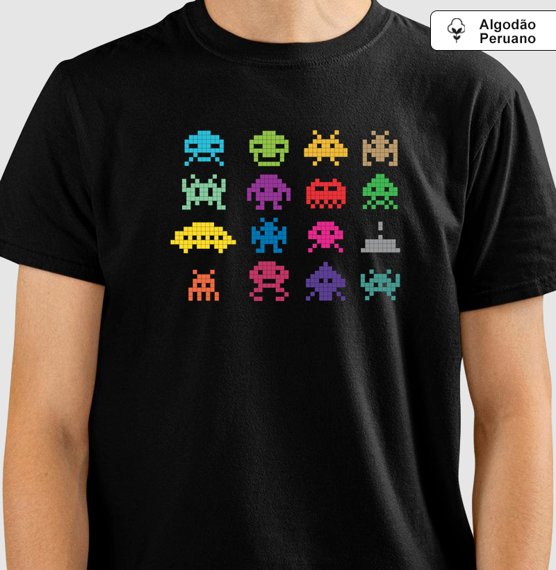 Color Pixel Aliens – Think Tee