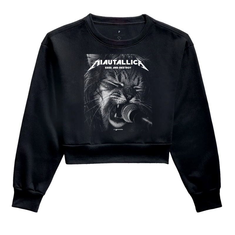 Miautallica – Seek and Destroy - Cropped Moletom