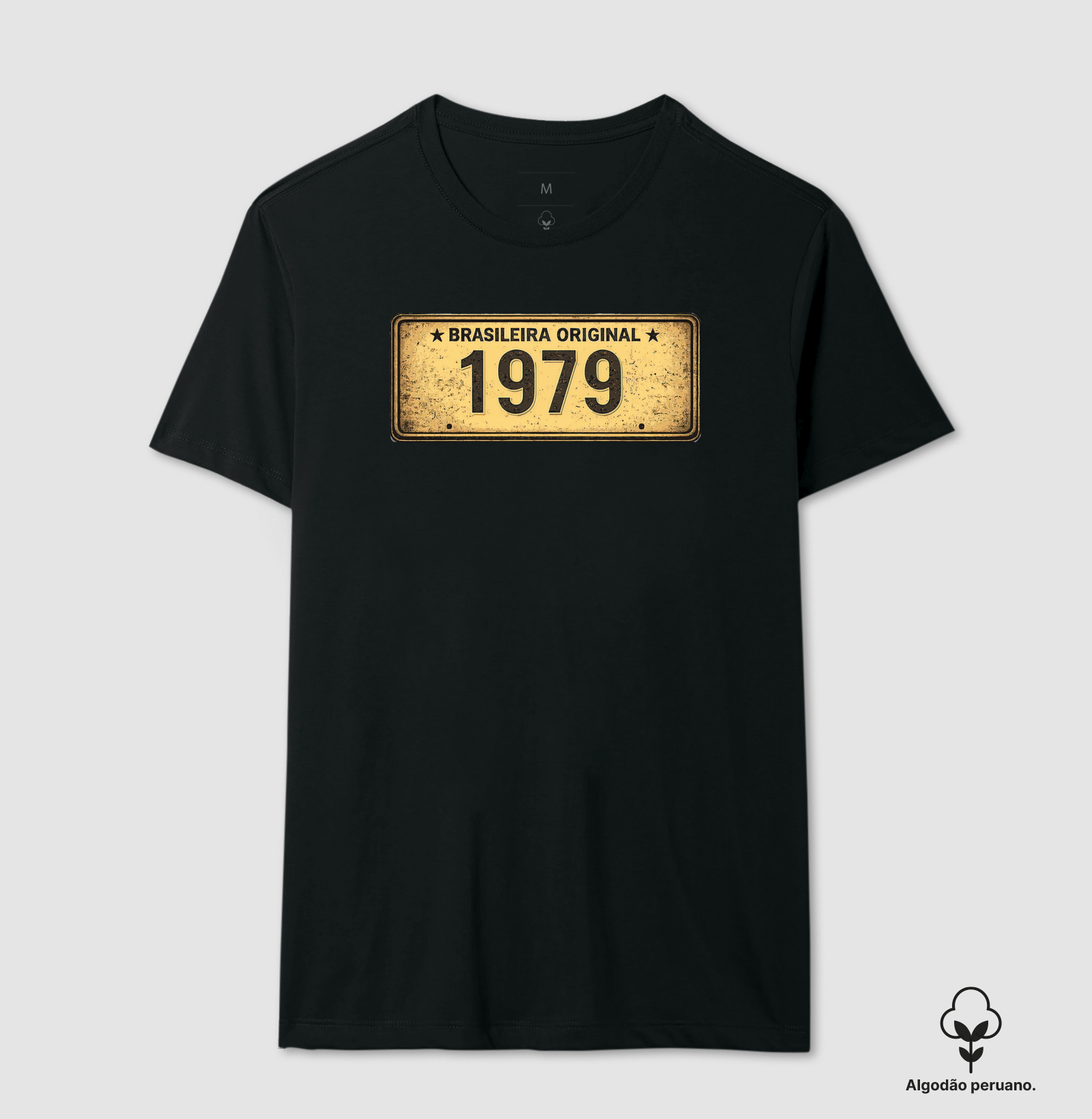 BRASILEIRA PLACA AMARELA 1979 - Camiseta Algodão Peruano