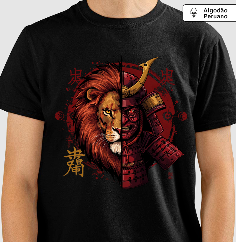 Leão e Samurai - Jiu-Jitsu Lifestyle - Algodão Peruano