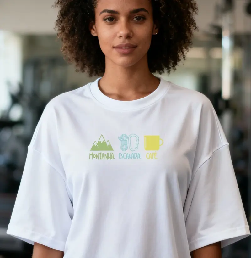 Camiseta Oversized Falésia & Magnésio | Montanha, Escalada & Café