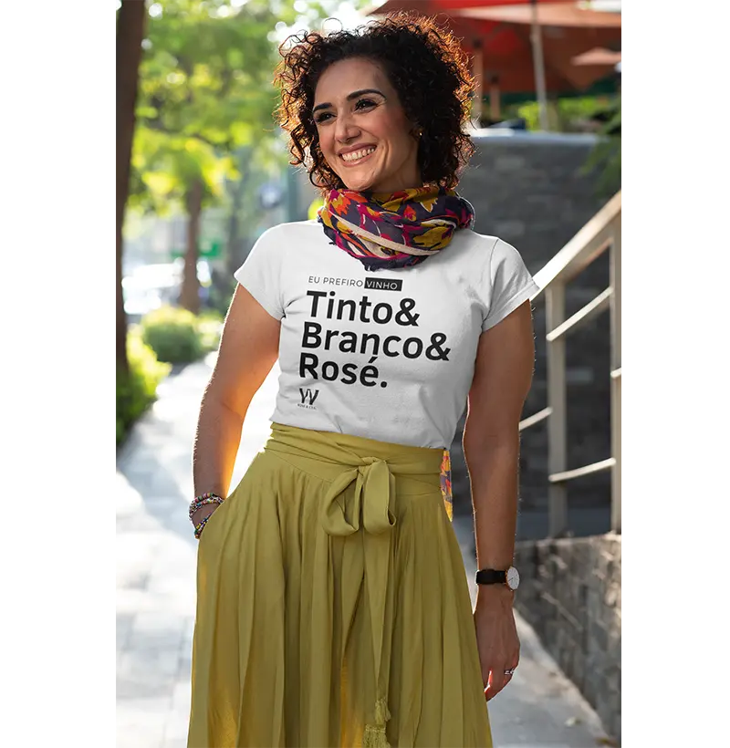 Camiseta Tinto Branco Rose